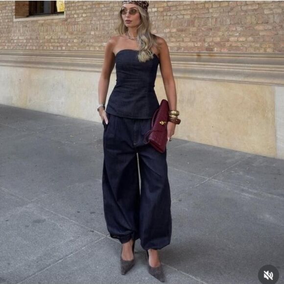 ZARA DENIM BALLOON PANTS ZW COLLECTION XS